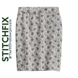 41 Hawthorn Black & White Floral Print Knit Pencil Skirt